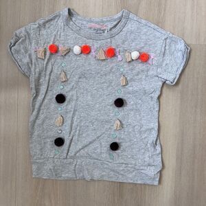 Little Mayhem for J. Crew Tassel Tee, Gray, Size 10